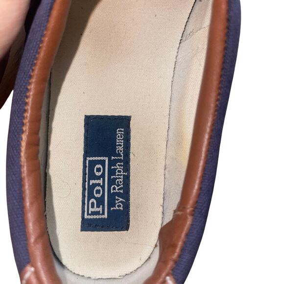 Polo Ralph Lauren Shoes Sneakers Vaughn Chambray Blue Size 8.5 Canvas Nautical - Picture 5 of 6